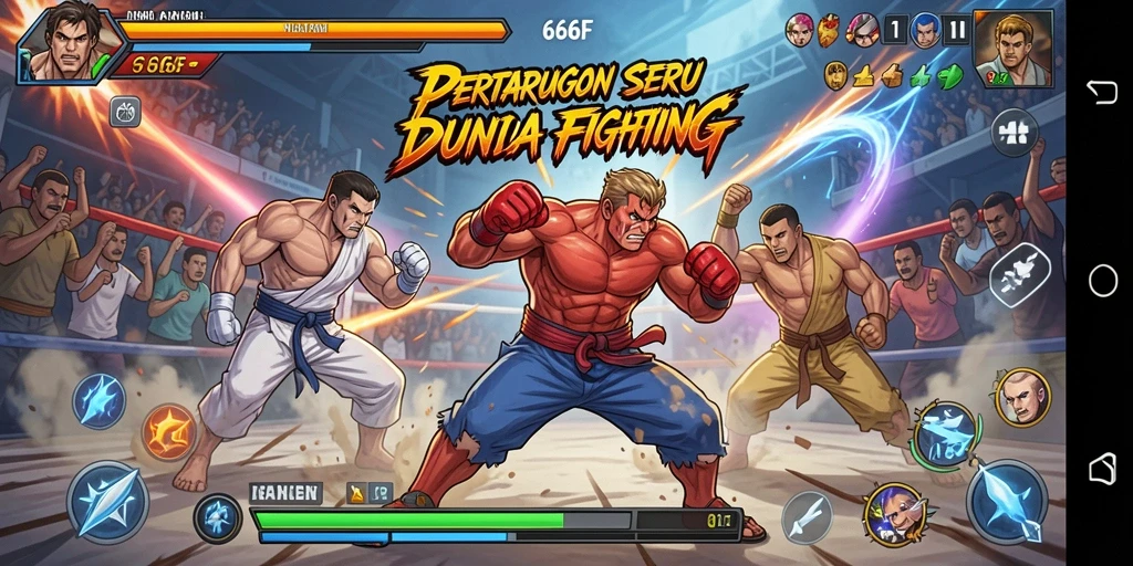 Screenshot utama 666F menampilkan pertarungan epik antara dua karakter.