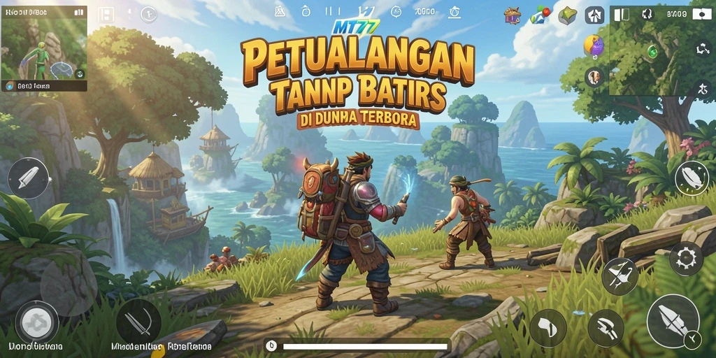 Tangkapan layar utama MT777 menampilkan petualangan dalam dunia terbuka yang luas.