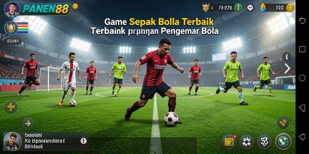 Tangkapan layar utama PANEN88 menampilkan aksi pertandingan sepak bola yang mendebarkan.